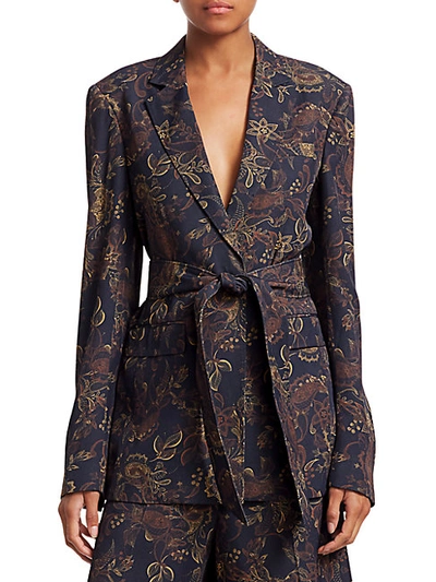 Shop Amur Payton Belted Floral Paisley Jacket In Charcoal