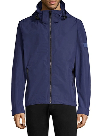 Shop Burberry Hedley Hooded Zip-up Jacket In Blue
