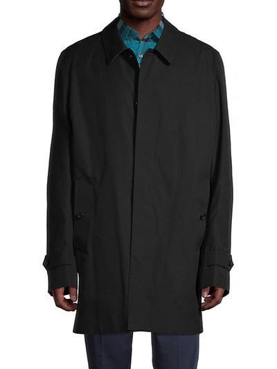 Shop Burberry Button-front Cotton Coat In Black