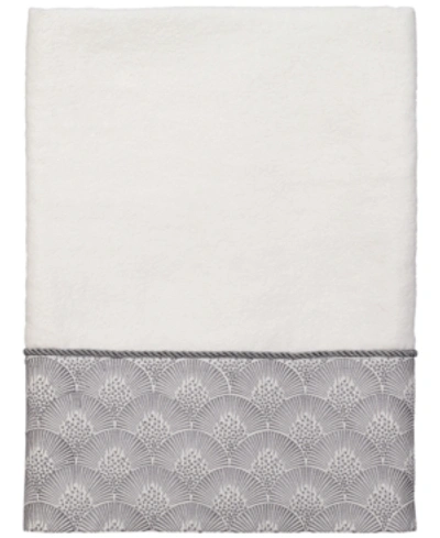 Shop Avanti Deco Shells Bordered Cotton Bath Towel, 27" X 50" In White