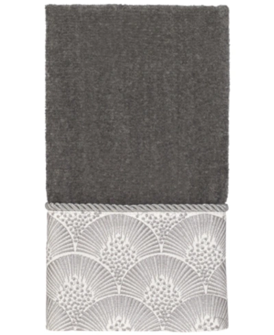 Shop Avanti Deco Shells Bordered Cotton Fingertip Towel, 11" X 18" In Nickel