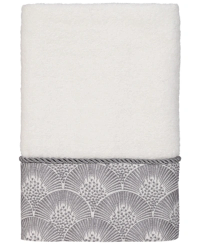 Shop Avanti Deco Shells Bordered Cotton Hand Towel, 16" X 30" In White