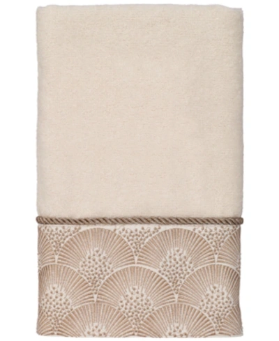 Shop Avanti Deco Shells Bordered Cotton Hand Towel, 16" X 30" In Ivory