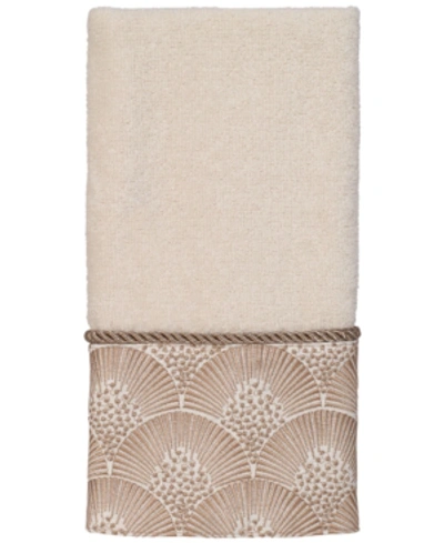 Shop Avanti Deco Shells Bordered Cotton Fingertip Towel, 11" X 18" In Ivory