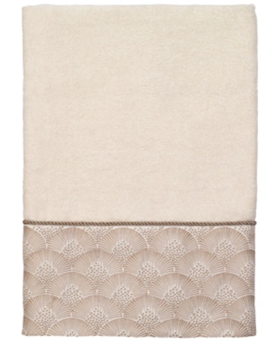 Shop Avanti Deco Shells Bordered Cotton Bath Towel, 27" X 50" In Ivory