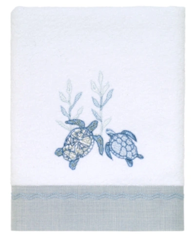 Shop Avanti Caicos Sea Turtles Cotton Hand Towel, 16" X 28" In Optic White