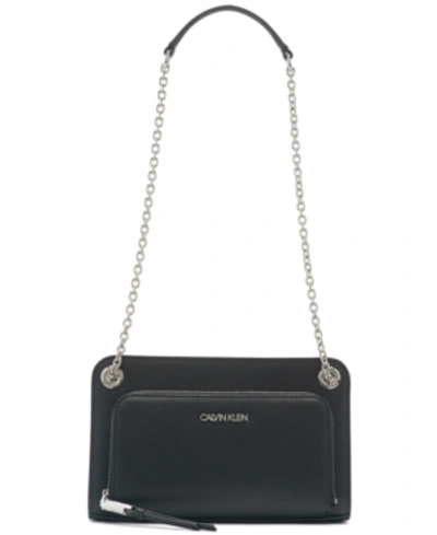 Shop Calvin Klein Hailey Convertible Crossbody/shoulder Bag In Black/silver