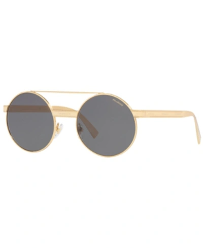 Shop Versace Women's Polarized Sunglasses, Ve2210 52 In Gold/polar Grey