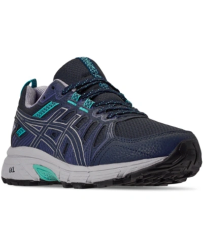 Shop Asics Women's Gel-venture 7 Running Sneakers From Finish Line In Ink Blue/silver