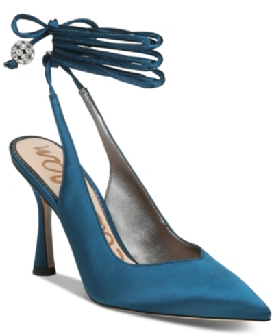 Shop Sam Edelman Women's Harvie Ankle-tie Pumps Women's Shoes In Peacock Blue