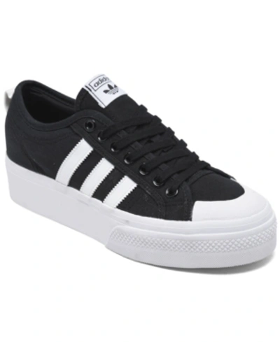 Shop Adidas Originals Adidas Women's Originals Nizza Platform Casual Sneakers From Finish Line In Core Black, Footwear White