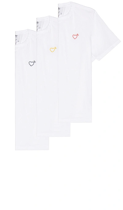 Shop Adidas X Human Made 3 Pack Tee In White