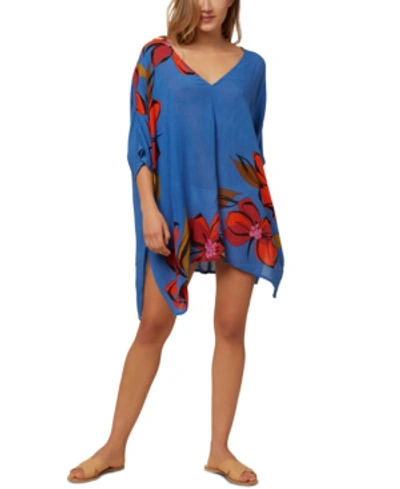 Shop O'neill Juniors' Tessa Printed Cover-up Dress Women's Swimsuit In Blue