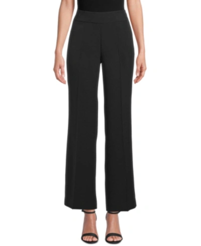Shop Kasper Wide-leg Crepe Side-zip Pants In Black