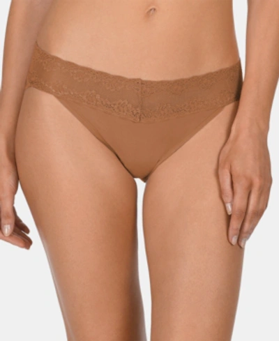 Shop Natori Bliss Perfection Lace-waist Bikini Underwear 756092 In Grey Animal Print