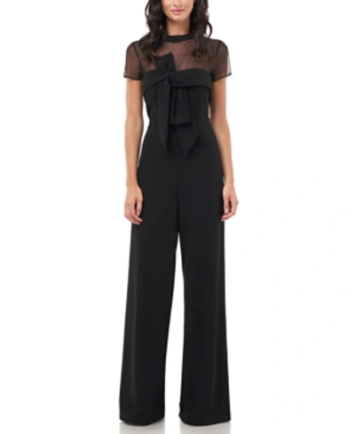 Js Collections Illusion-yoke Twist-front Jumpsuit In Black