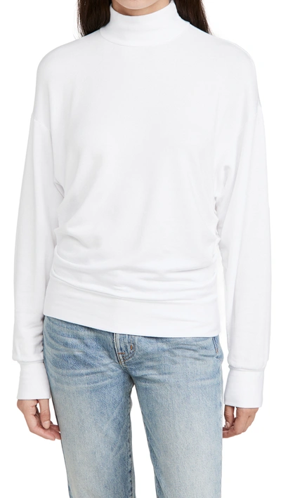 Shop Stateside Mock Neck Fleece Sweatshirt In White