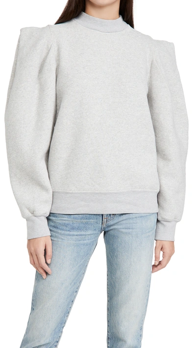 Shop Agolde Folded Sleeve Sweatshirt In Grey Heather