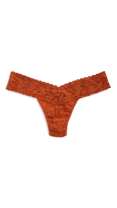 Shop Hanky Panky Signature Lace Low Rise Thong In Roasted Pumpkin