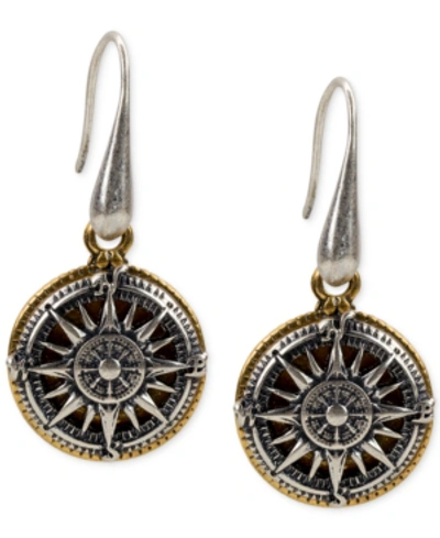 Patricia Nash Gold-tone Compass Drop Earrings In Silver