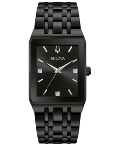 Shop Bulova Men's Futuro Diamond-accent Black Stainless Steel Bracelet Watch 45x30mm In Green