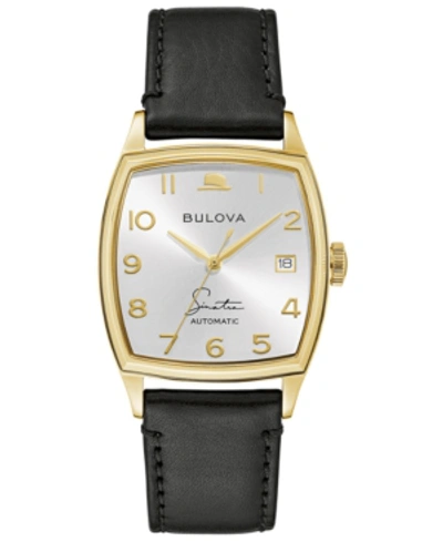 Shop Bulova Men's Frank Sinatra Automatic Black Leather Strap Watch 45x33.5mm