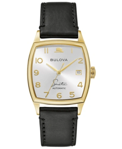 Bulova Men's Frank Sinatra Automatic Black Leather Strap Watch 45x33.5mm In Black