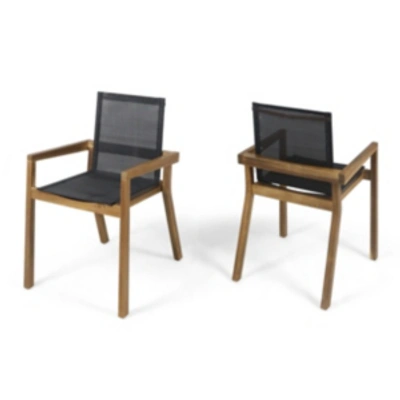 Shop Noble House Belfast Outdoor Dining Chair, Set Of 2 In Teak
