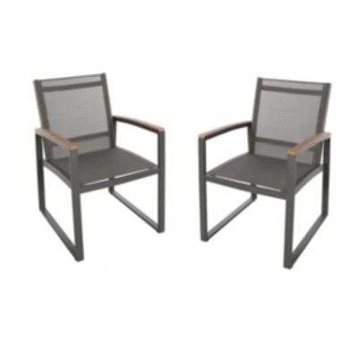Shop Noble House Glasgow Outdoor Dining Chair (set Of 2) In Grey