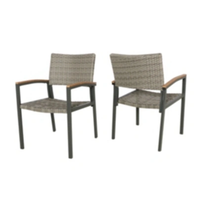 Shop Noble House Luton Outdoor Dining Chair, Set Of 2 In Grey