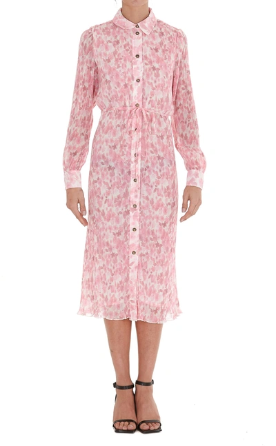 Shop Ganni Floral Dress In Pink