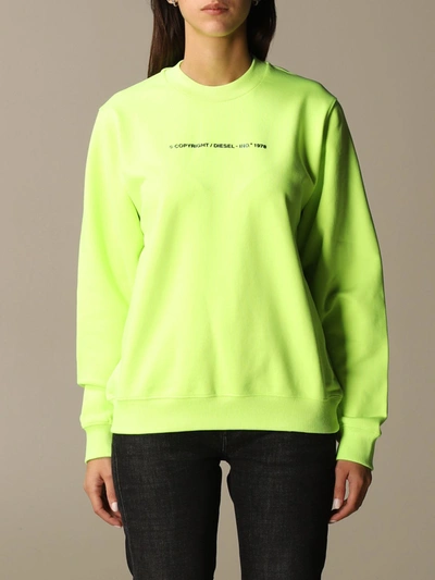 Shop Diesel Sweatshirt In Copyright Cotton In Lime