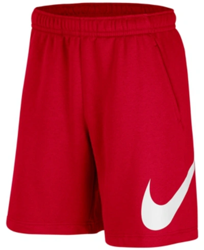 Shop Nike Sportswear Club Fleece Logo Shorts In University Red/white