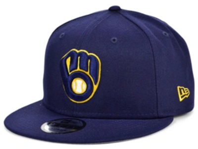 Shop New Era Milwaukee Brewers 2 Tone Link 9fifty Snapback Cap In Navy