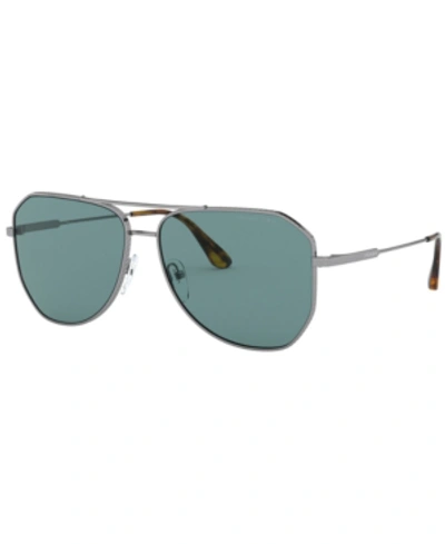 Shop Prada Men's Polarized Sunglasses, 0pr 63xs In Gunmetal/polar Green