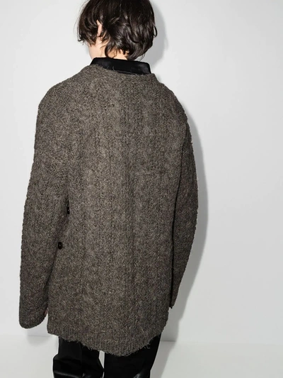 Shop Our Legacy Cable Knit Wool Cardigan In Grey