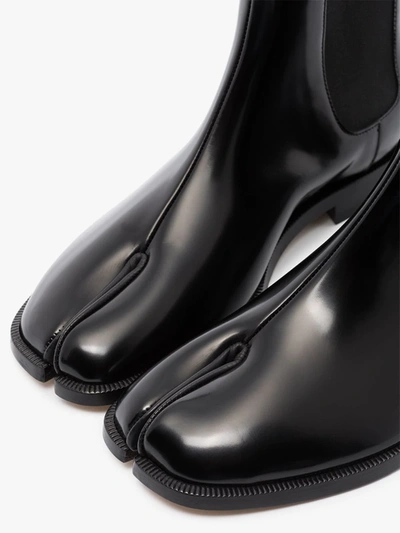 Shop Maison Margiela Black Tabi Patent Leather Boots