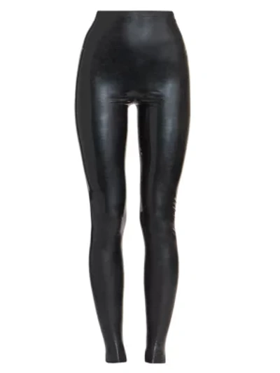 Shop Saint Laurent Women's Latex Leggings In Noir