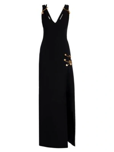 Shop Versace Safety Pin Gown In Black