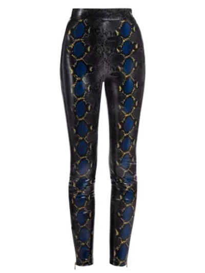 Shop Versace Python-print Leggings In Dark Grey