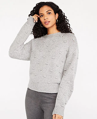 Shop Ann Taylor Popcorn Stitched Sweater In Heather Grey