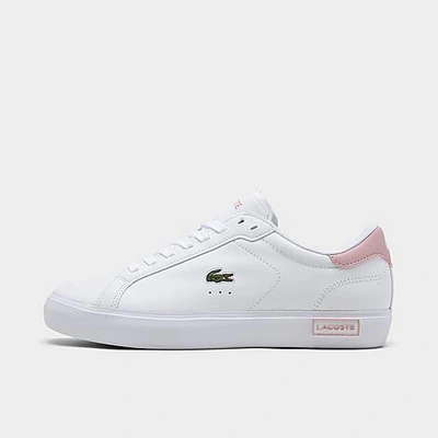 Shop Lacoste Women's Powercourt Casual Shoes In White/light Pink