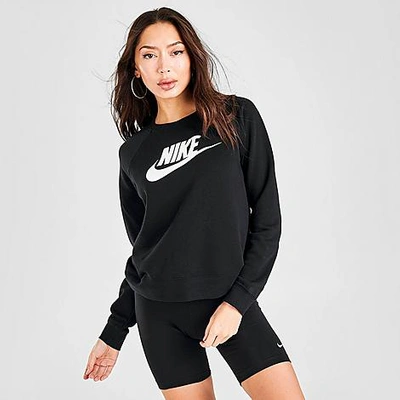 Shop Nike Women's Sportswear Essential Fleece Crew Sweatshirt In Black