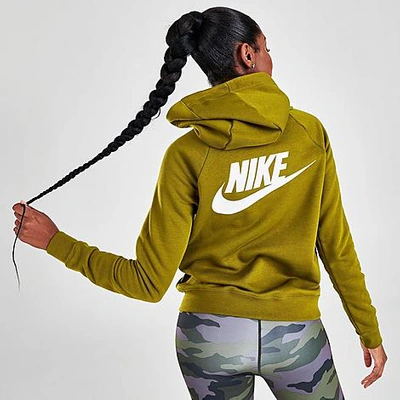 Shop Nike Women's Sportswear Essential Quarter-zip Hoodie In Olive Flak