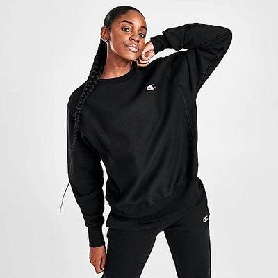 Shop Champion Women's Reverse Weave Crewneck Sweatshirt In Black