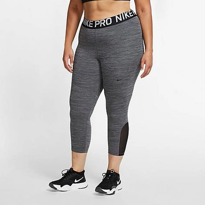 Shop Nike Women's Pro Crop Training Tights (plus Size) In Grey