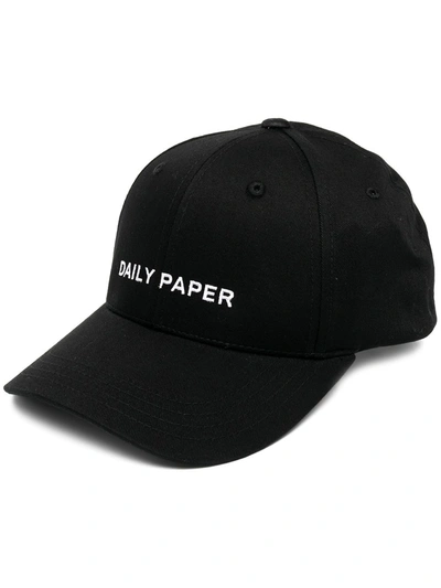 Shop Daily Paper Logo Print Cap In Black