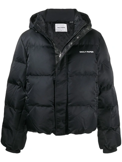 Shop Daily Paper Padded Zip-up Jacket In Black