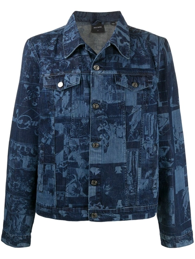 Shop Daily Paper Printed Denim Jacket In Blue