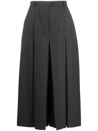 Shop Maison Margiela Pleated Midi Skirt In Grey